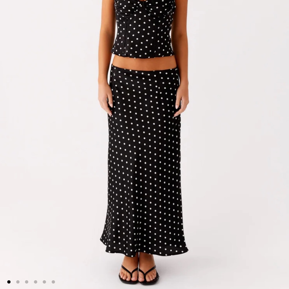 Peppermayo Black and White Polka Dot Maxi Skirt